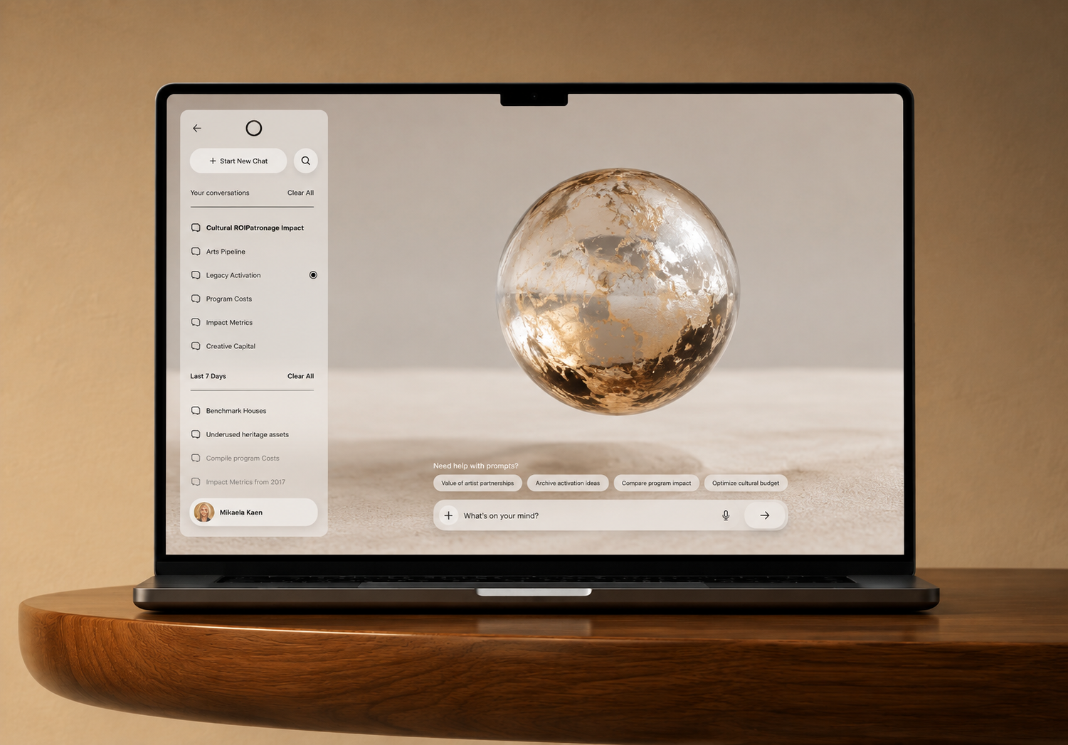 Desktop assistant interface mockup