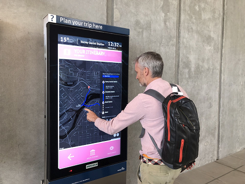 Wayfinding kiosk in use