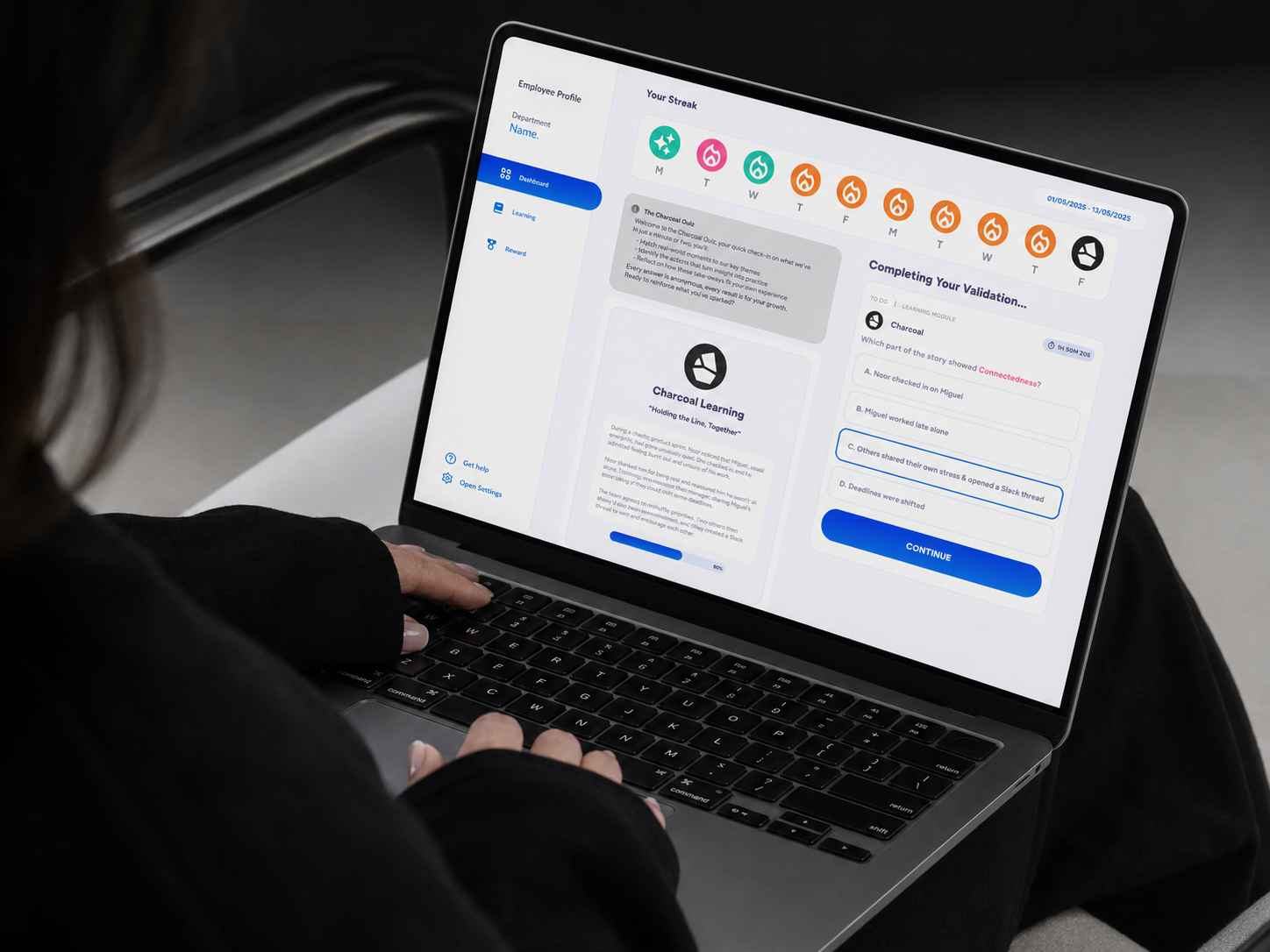 Luma, final interface on a laptop